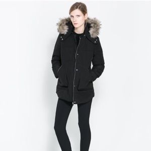Zara Down Jacket with Detachable Hood S